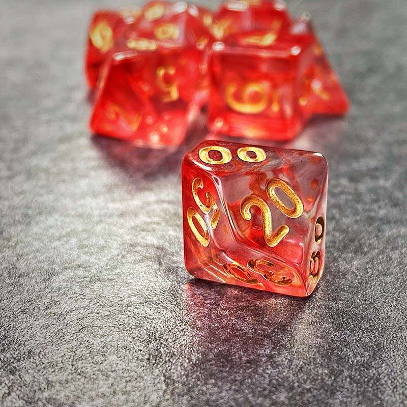 Sage's Capsules - Transparent Red Acrylic Polyhedral Dice Set - Sage's PortalAcrylic Dice Set