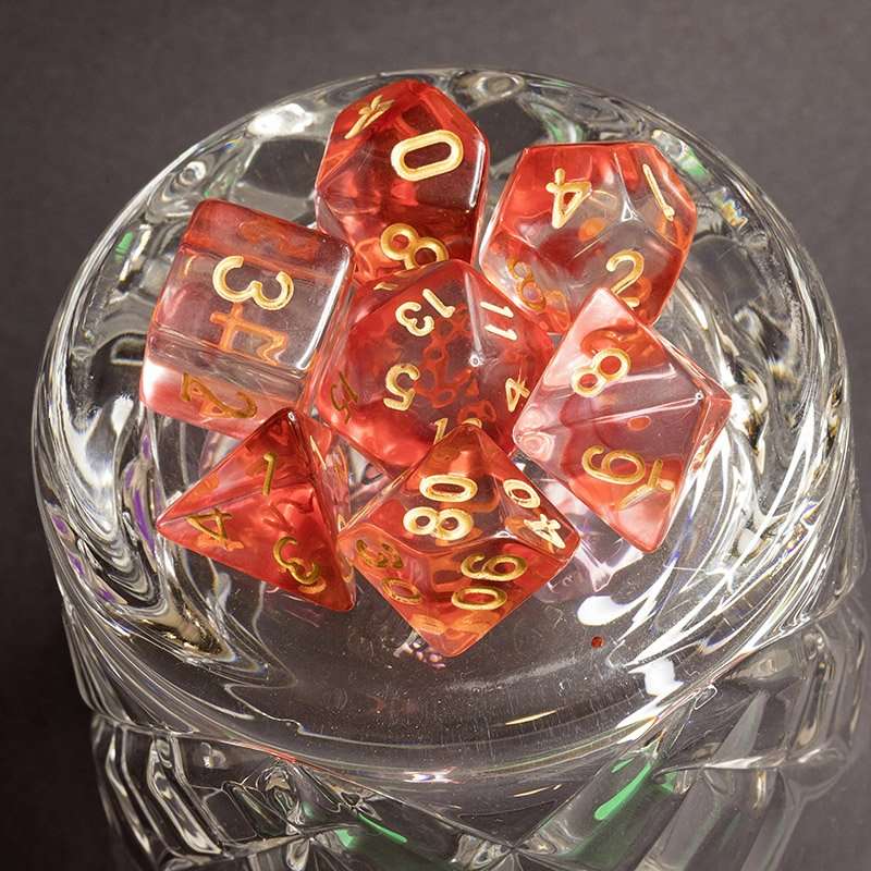 Sage's Capsules - Transparent Red Acrylic Polyhedral Dice Set - Sage's PortalAcrylic Dice Set