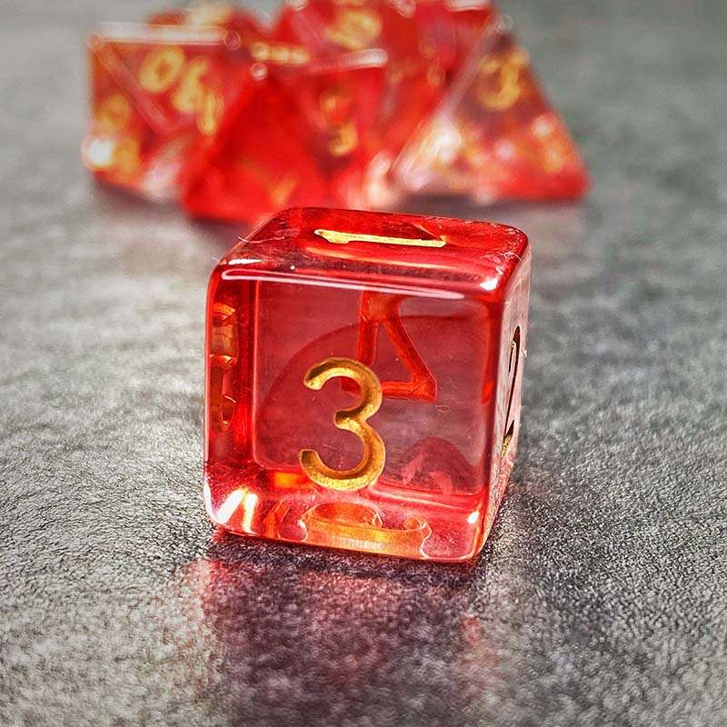 Sage's Capsules - Transparent Red Acrylic Polyhedral Dice Set - Sage's PortalAcrylic Dice Set