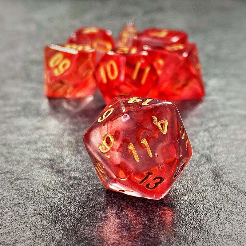 Sage's Capsules - Transparent Red Acrylic Polyhedral Dice Set - Sage's PortalAcrylic Dice Set