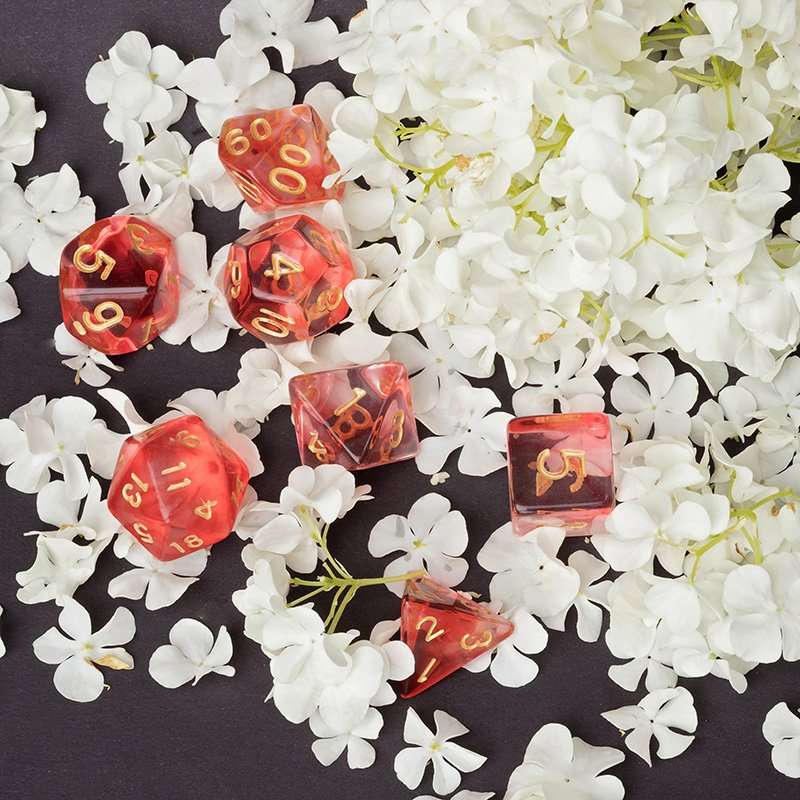 Sage's Capsules - Transparent Red Acrylic Polyhedral Dice Set - Sage's PortalAcrylic Dice Set