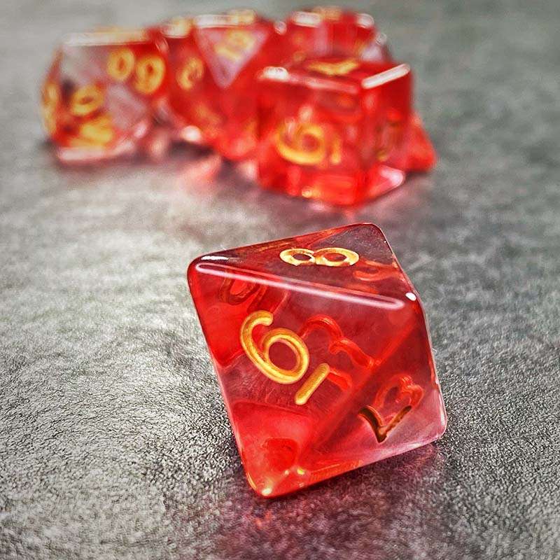Sage's Capsules - Transparent Red Acrylic Polyhedral Dice Set - Sage's PortalAcrylic Dice Set