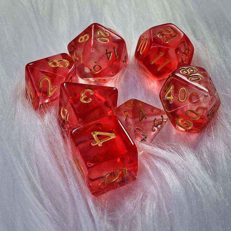 Sage's Capsules - Transparent Red Acrylic Polyhedral Dice Set - Sage's PortalAcrylic Dice Set