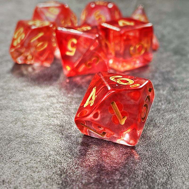 Sage's Capsules - Transparent Red Acrylic Polyhedral Dice Set - Sage's PortalAcrylic Dice Set