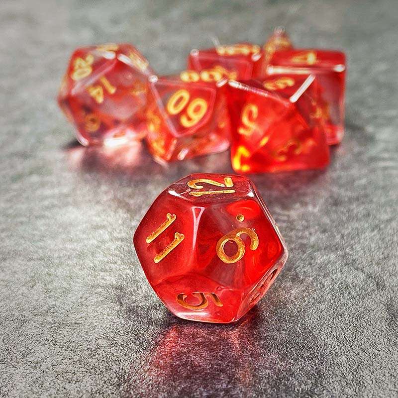 Sage's Capsules - Transparent Red Acrylic Polyhedral Dice Set - Sage's PortalAcrylic Dice Set