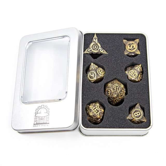 Sage’s Chronurgy Timeless Bronze Metal Polyhedral Dice Set - Sage's PortalMetal Dice Set