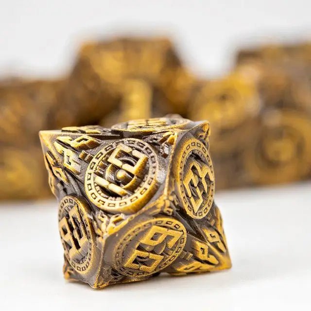 Sage’s Chronurgy Timeless Bronze Metal Polyhedral Dice Set - Sage's PortalMetal Dice Set