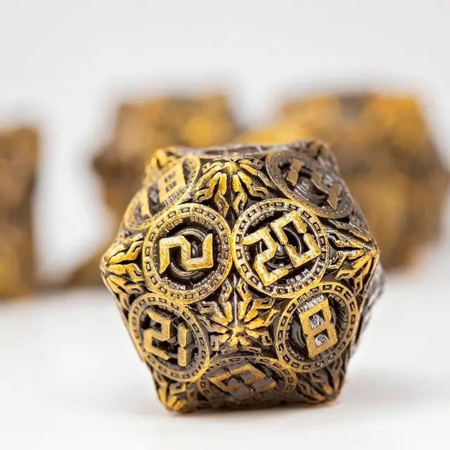 Sage’s Chronurgy Timeless Bronze Metal Polyhedral Dice Set - Sage's PortalMetal Dice Set