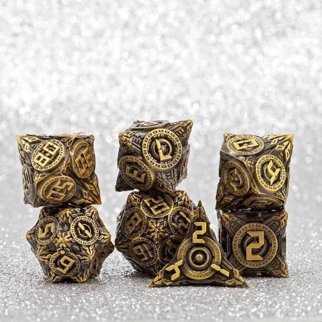 Sage’s Chronurgy Timeless Bronze Metal Polyhedral Dice Set - Sage's PortalMetal Dice Set