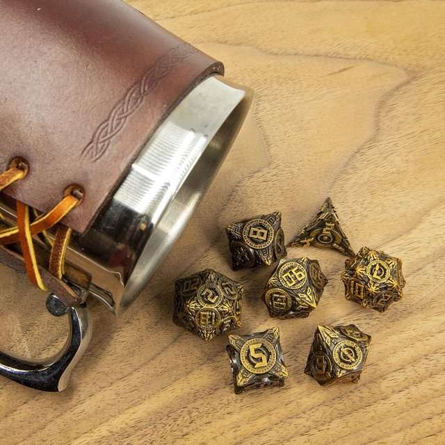 Sage’s Chronurgy Timeless Bronze Metal Polyhedral Dice Set - Sage's PortalMetal Dice Set