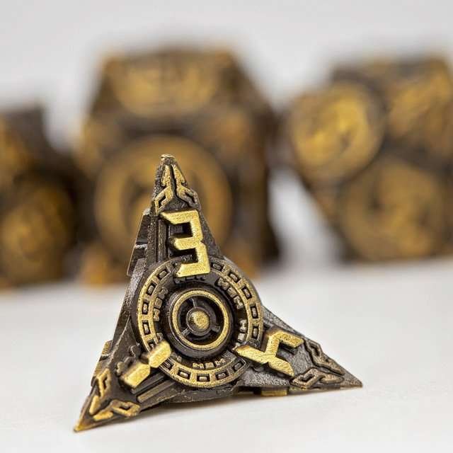 Sage’s Chronurgy Timeless Bronze Metal Polyhedral Dice Set - Sage's PortalMetal Dice Set