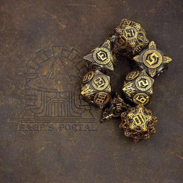 Sage’s Chronurgy Timeless Bronze Metal Polyhedral Dice Set - Sage's PortalMetal Dice Set