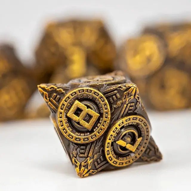 Sage’s Chronurgy Timeless Bronze Metal Polyhedral Dice Set - Sage's PortalMetal Dice Set