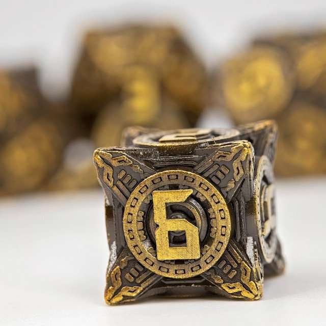 Sage’s Chronurgy Timeless Bronze Metal Polyhedral Dice Set - Sage's PortalMetal Dice Set
