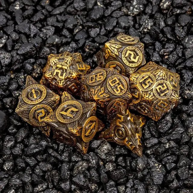 Sage’s Chronurgy Timeless Bronze Metal Polyhedral Dice Set - Sage's PortalMetal Dice Set