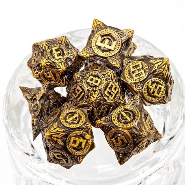 Sage’s Chronurgy Timeless Bronze Metal Polyhedral Dice Set - Sage's PortalMetal Dice Set