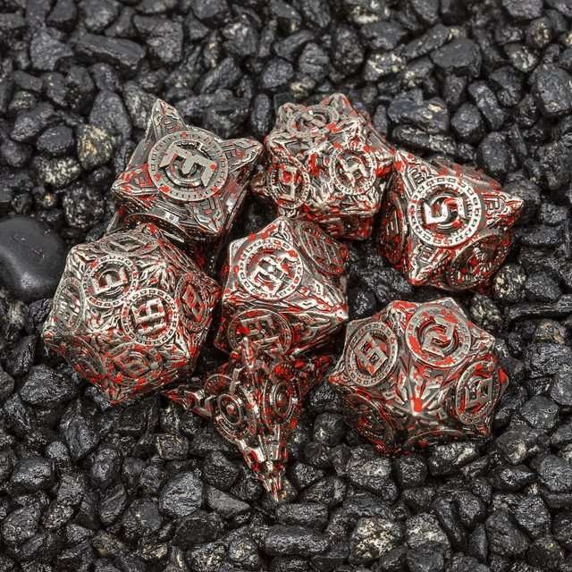 Sage’s Chronurgy Timeless Carnage Metal Polyhedral Dice Set - Sage's PortalMetal Dice Set