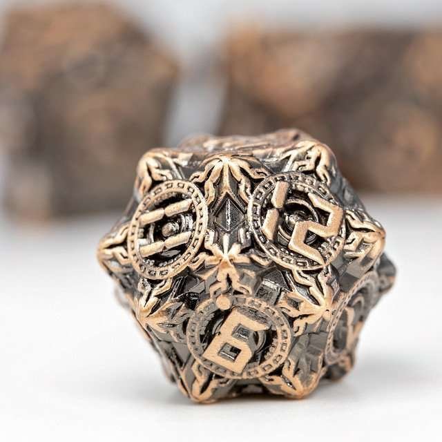 Sage’s Chronurgy Timeless Copper Metal Polyhedral Dice Set - Sage's PortalMetal Dice Set