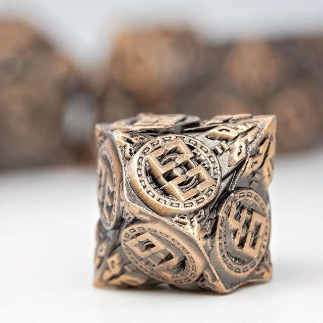 Sage’s Chronurgy Timeless Copper Metal Polyhedral Dice Set - Sage's PortalMetal Dice Set