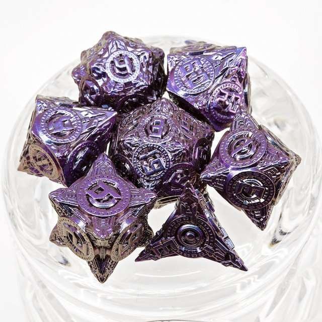 Sage’s Chronurgy Timeless Indigo Metal Polyhedral Dice Set - Sage's PortalMetal Dice Set