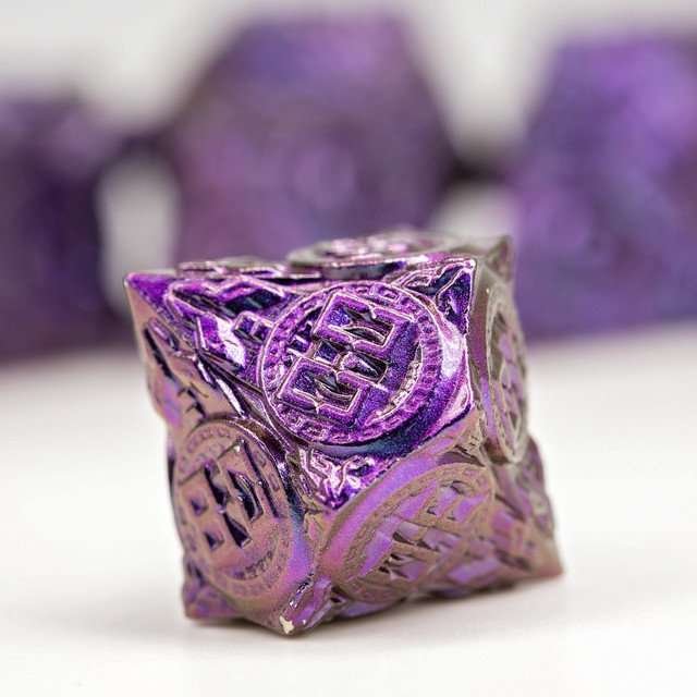 Sage’s Chronurgy Timeless Indigo Metal Polyhedral Dice Set - Sage's PortalMetal Dice Set