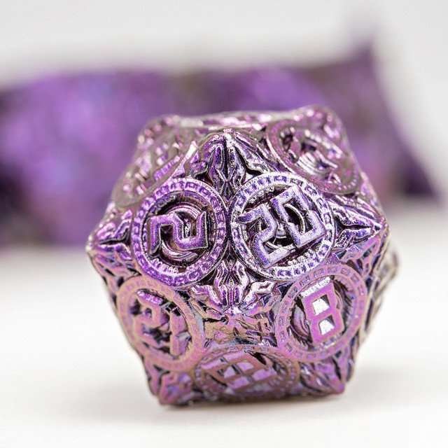 Sage’s Chronurgy Timeless Indigo Metal Polyhedral Dice Set - Sage's PortalMetal Dice Set