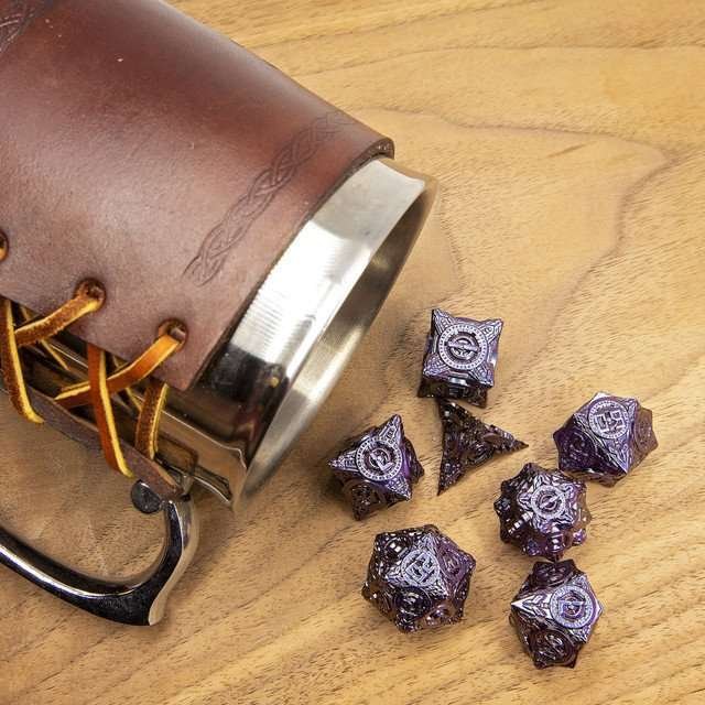 Sage’s Chronurgy Timeless Indigo Metal Polyhedral Dice Set - Sage's PortalMetal Dice Set