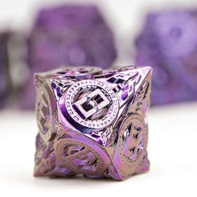 Sage’s Chronurgy Timeless Indigo Metal Polyhedral Dice Set - Sage's PortalMetal Dice Set