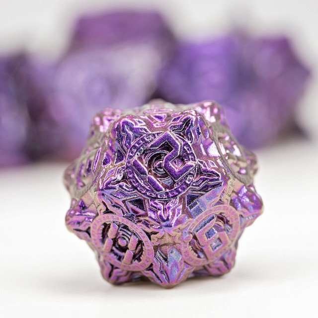 Sage’s Chronurgy Timeless Indigo Metal Polyhedral Dice Set - Sage's PortalMetal Dice Set