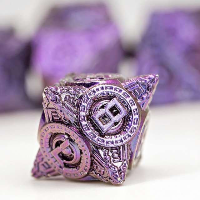Sage’s Chronurgy Timeless Indigo Metal Polyhedral Dice Set - Sage's PortalMetal Dice Set