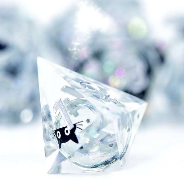 Sage's Companion Spirits Opal Void Cat Liquid Core Dice Set - Sage's PortalSharp Edge Resin Dice Set