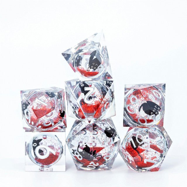 Sage's Companion Spirits Ruby Void Cat Liquid Core Resin Dice Set - Sage's PortalLiquid Core Dice Set