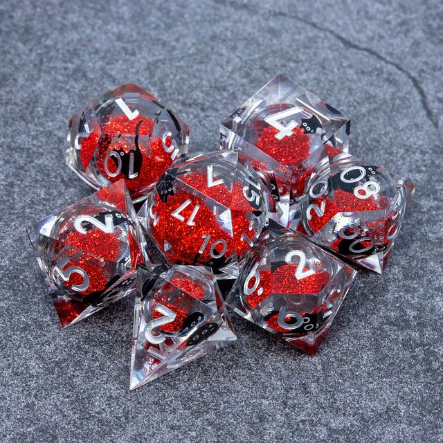 Sage's Companion Spirits Ruby Void Cat Liquid Core Resin Dice Set - Sage's PortalLiquid Core Dice Set