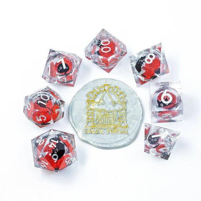 Sage's Companion Spirits Ruby Void Cat Liquid Core Resin Dice Set - Sage's PortalLiquid Core Dice Set