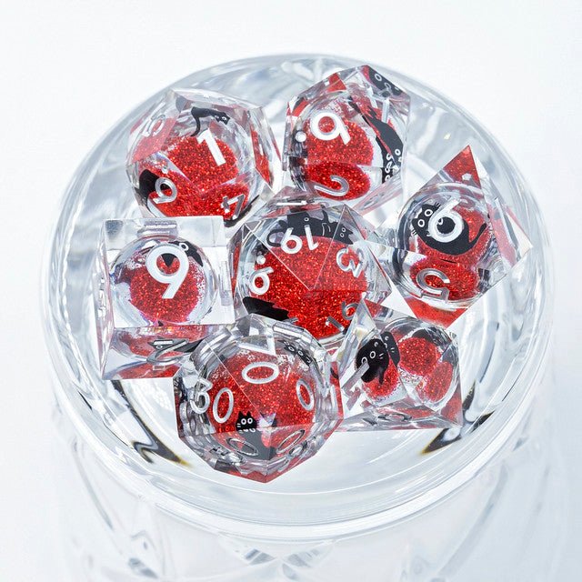 Sage's Companion Spirits Ruby Void Cat Liquid Core Resin Dice Set - Sage's PortalLiquid Core Dice Set