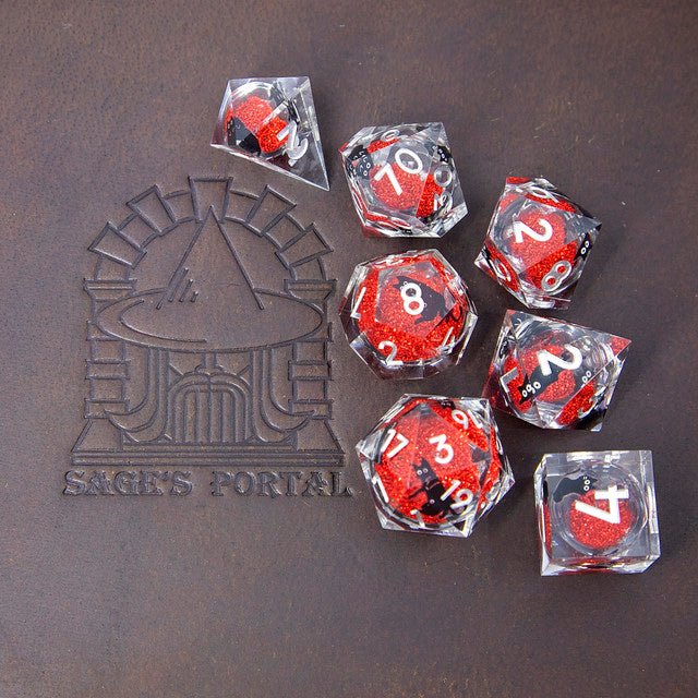 Sage's Companion Spirits Ruby Void Cat Liquid Core Resin Dice Set - Sage's PortalLiquid Core Dice Set