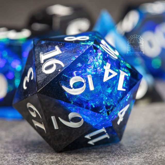 Sage's Crystals - Cobalt Sharp Edge Resin Polyhedral Dice Set - Sage's PortalSharp Edge Resin Dice Set