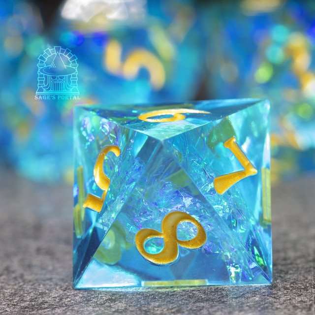 Sage's Crystals - Lagoon Sharp Edge Resin Polyhedral Dice Set - Sage's PortalSharp Edge Resin Dice Set