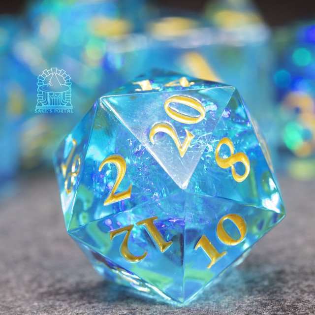 Sage's Crystals - Lagoon Sharp Edge Resin Polyhedral Dice Set - Sage's PortalSharp Edge Resin Dice Set