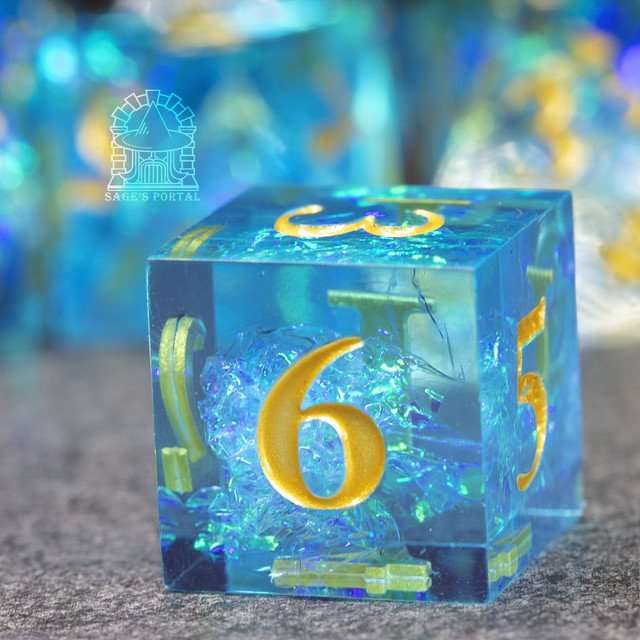 Sage's Crystals - Lagoon Sharp Edge Resin Polyhedral Dice Set - Sage's PortalSharp Edge Resin Dice Set