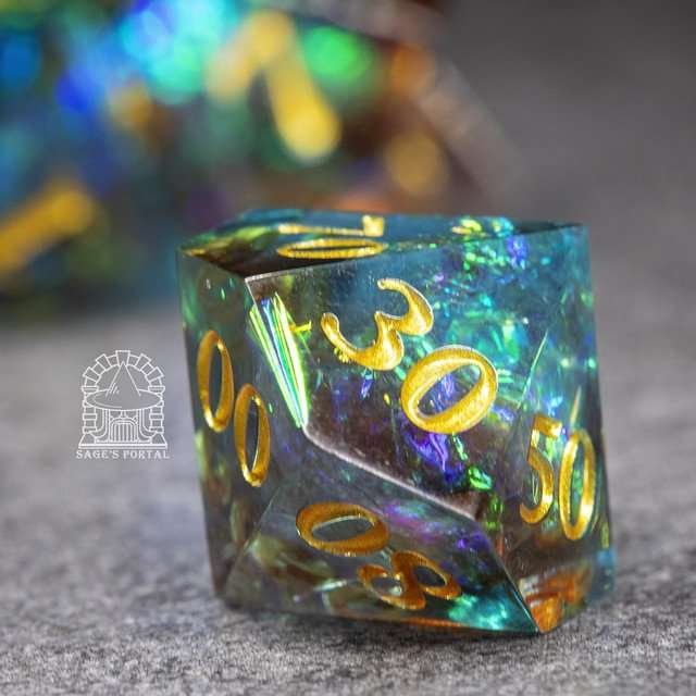Sage's Crystals - Manaflow Sharp Edge Resin Polyhedral Dice Set - Sage's PortalSharp Edge Resin Dice Set