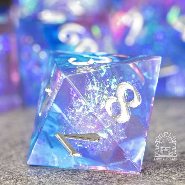 Sage's Crystals - Spring Sharp Edge Resin Polyhedral Dice Set - Sage's PortalSharp Edge Resin Dice Set