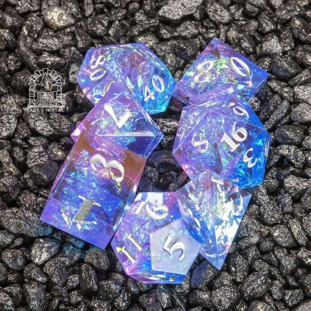 Sage's Crystals - Spring Sharp Edge Resin Polyhedral Dice Set - Sage's PortalSharp Edge Resin Dice Set