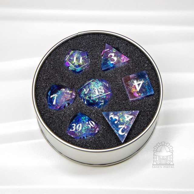 Sage's Crystals - Spring Sharp Edge Resin Polyhedral Dice Set - Sage's PortalSharp Edge Resin Dice Set
