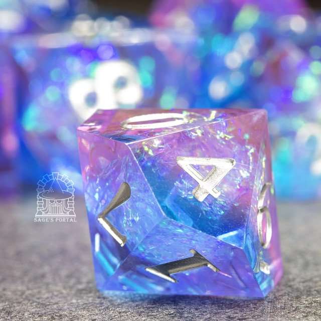 Sage's Crystals - Spring Sharp Edge Resin Polyhedral Dice Set - Sage's PortalSharp Edge Resin Dice Set