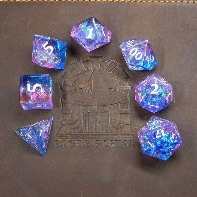 Sage's Crystals - Spring Sharp Edge Resin Polyhedral Dice Set - Sage's PortalSharp Edge Resin Dice Set