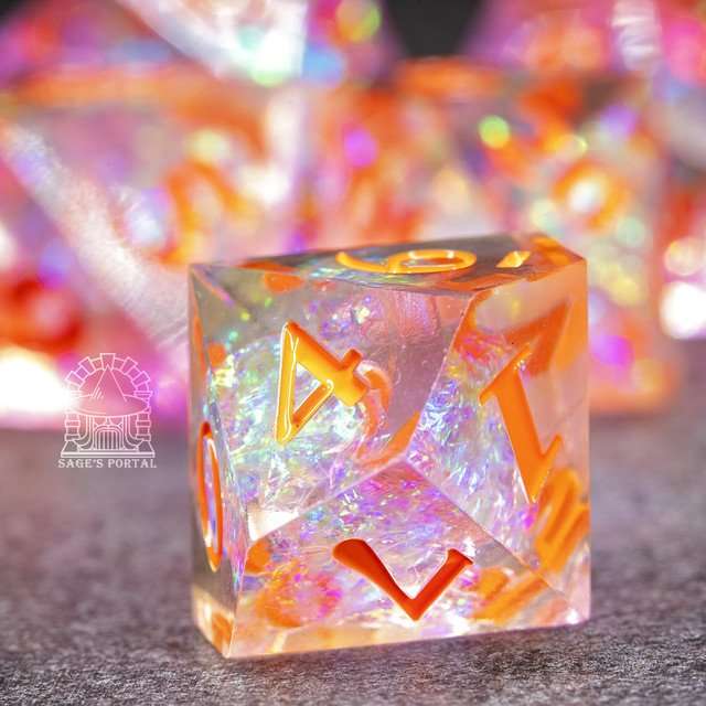 Sage's Crystals - Summer Sharp Edge Resin Polyhedral Dice Set - Sage's PortalSharp Edge Resin Dice Set