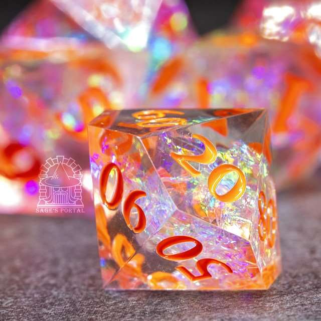 Sage's Crystals - Summer Sharp Edge Resin Polyhedral Dice Set - Sage's PortalSharp Edge Resin Dice Set