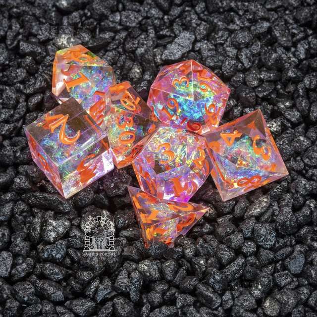 Sage's Crystals - Summer Sharp Edge Resin Polyhedral Dice Set - Sage's PortalSharp Edge Resin Dice Set