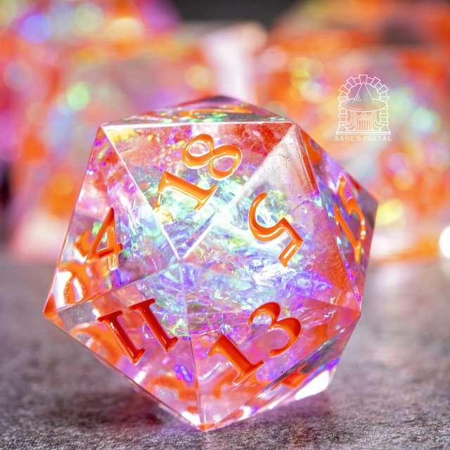 Sage's Crystals - Summer Sharp Edge Resin Polyhedral Dice Set - Sage's PortalSharp Edge Resin Dice Set
